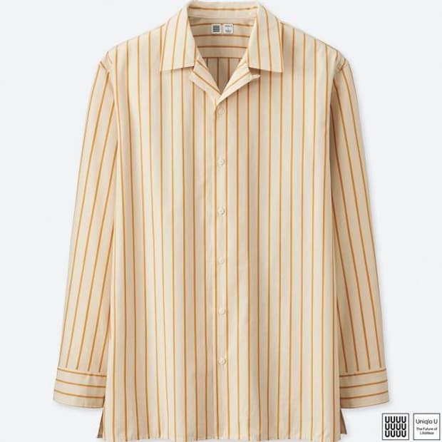 유니클로 U 오픈 칼라  스트라이프 셔츠