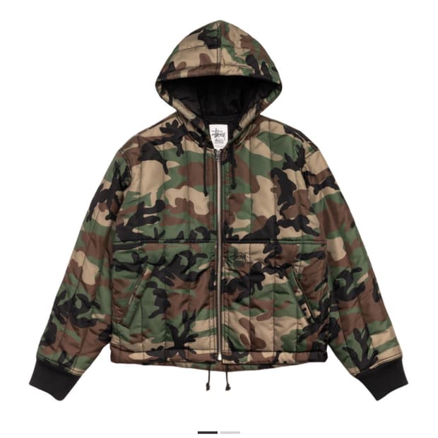 스투시 퀄티드 나일론 워크 자켓 카모