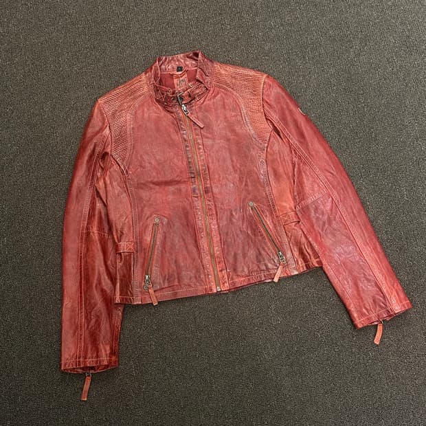 L)Japanese vintage 여성 버건디 레더자켓