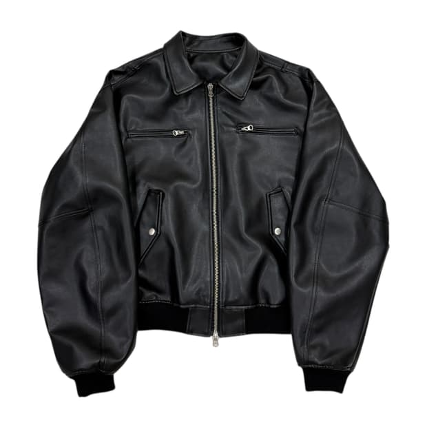 토니호크 X 템푸스 스튜디오 슈퍼주니어 은혁 레더 블루종 자켓 블랙 L