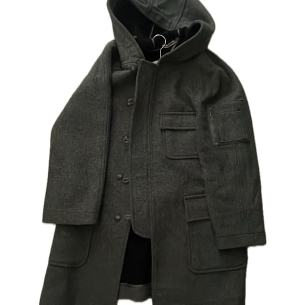 빈티지 회색 포켓 후드 코트