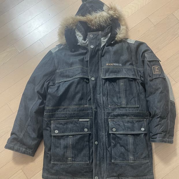 칼카니 올드스쿨 데님 퍼 패딩