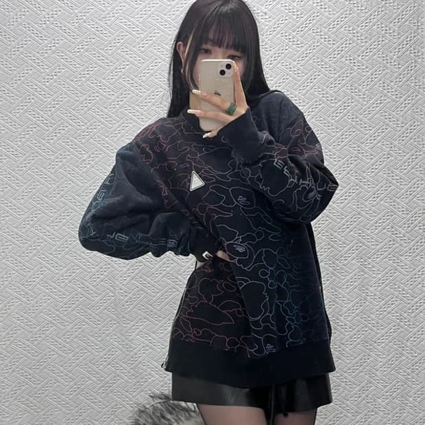 베이프 AAPE 스트릿 펑크 사이드지퍼 레인보우 맨투맨 XL C09867