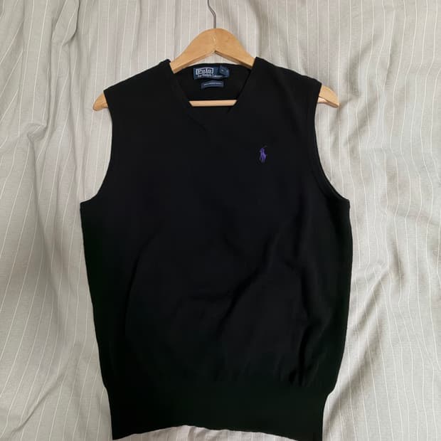 빈티지 폴로 울 베스트 조끼