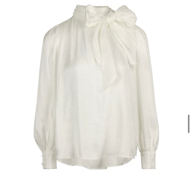 Glitter Puff Ribbon Blouse