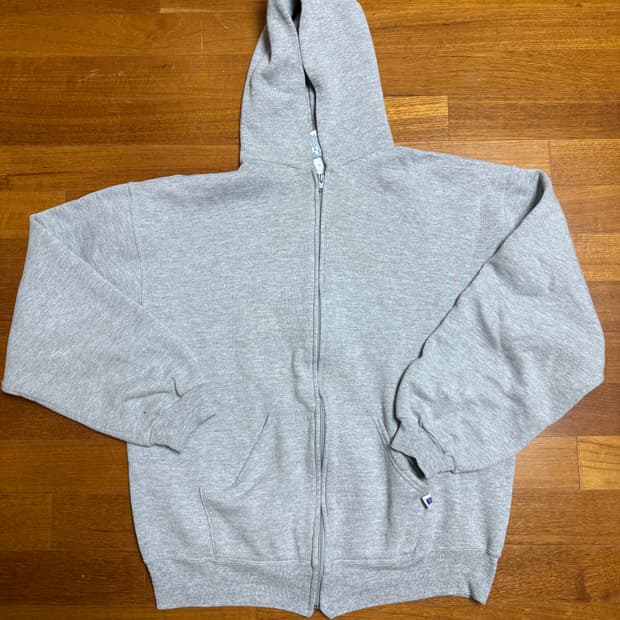 빈티지 러셀 후드집업 멜란지 그레이