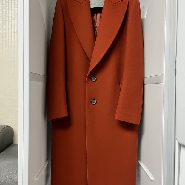 우영미 오렌지 캐시미어 오버핏 코트 44사이즈