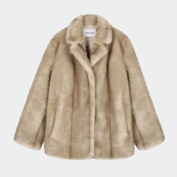 해브레스 제니폭스 퍼 무스탕 자켓 베이지