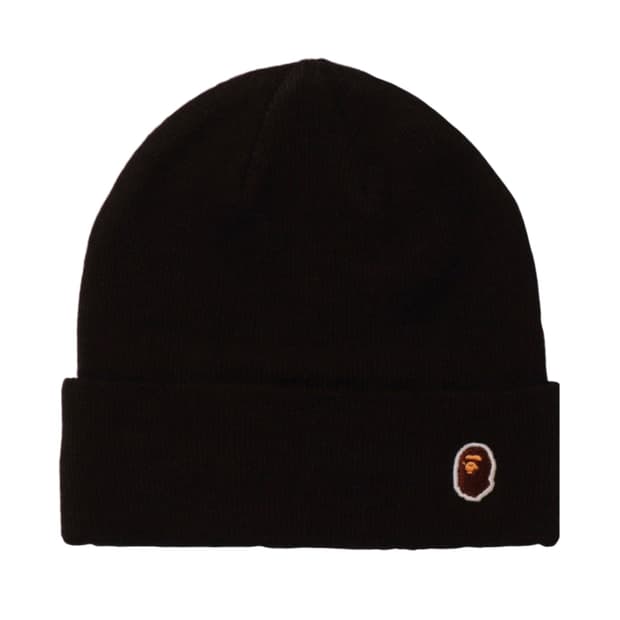 베이프 사루 원포인트 니트 캡 블랙 