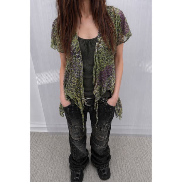 그린 히피 빈티지 티셔츠