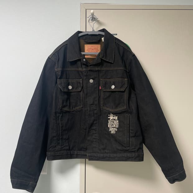 (M)스투시 리바이스 크리스피 린스 트러커 자켓 블랙