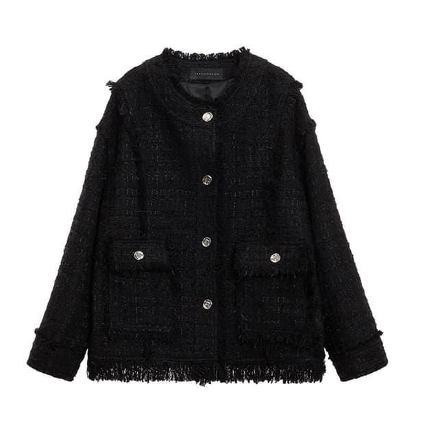 트리밍버드 Frayed Trim Tweed Over-fit Jacket