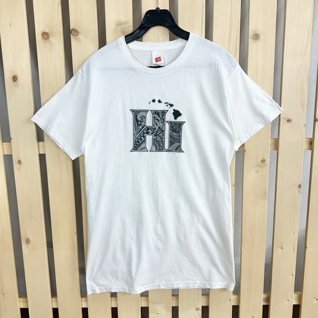 (S) 헤인즈 화이트 하와이 반팔 티셔츠
