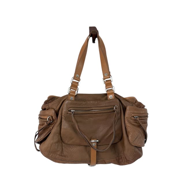 Dkny 브라운 레더 자물쇠 백