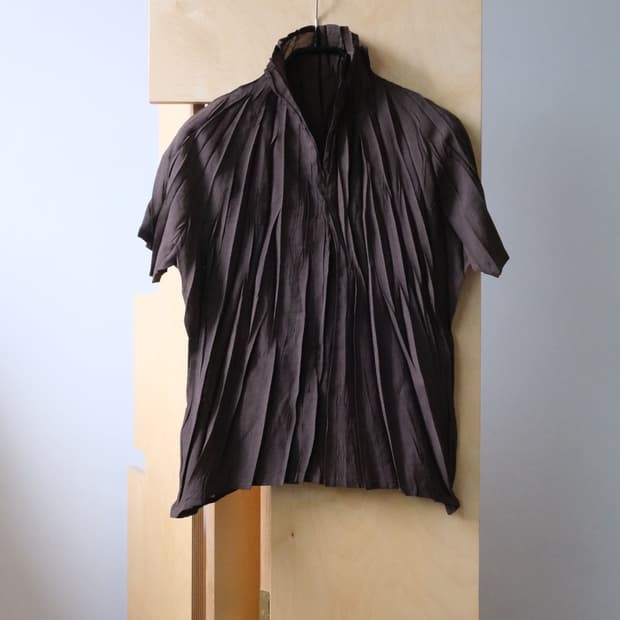  Pleated Short Sleeve Blouse