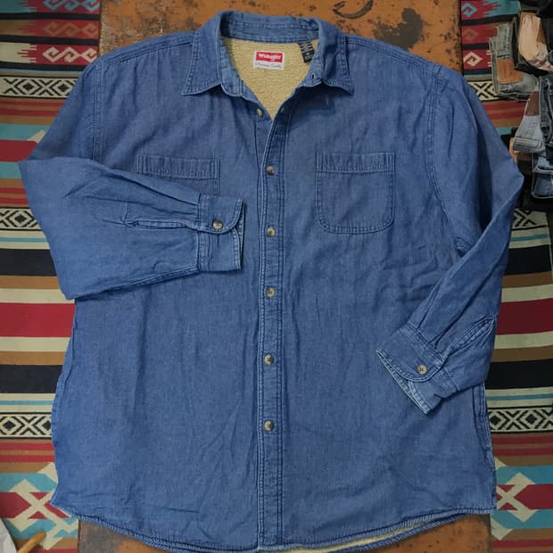 랭글러 투포켓 중청 데님 양털 셰르파 자켓 남성 115 빅사이즈 