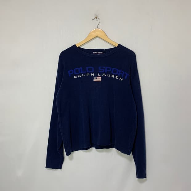 폴로랄프로렌 폴로 스포츠 여성 세미 크롭 빈티지 니트 네이비 M