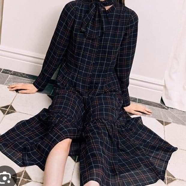 칼라거펠트 쉬폰 리본 롱 원피스 66