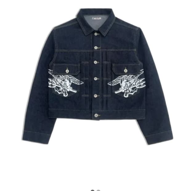왓츠더유즈 네이비씰 데님 크롭 자켓(L)