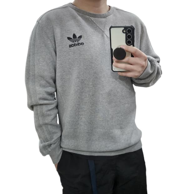 L 100 아디다스 파이어버드 삼선 맨투맨 그레이