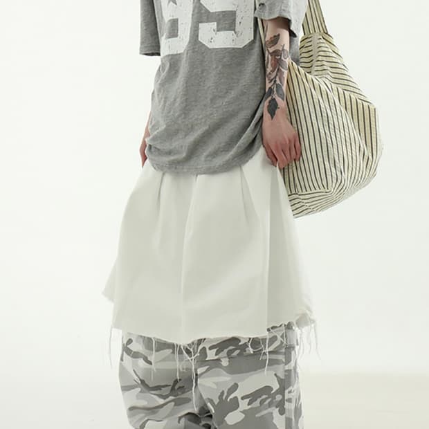 로컬맨션 pleated cotton midi skirt