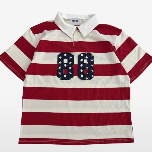스케이터락 88 Stripe Rugby Shirt ivory*red