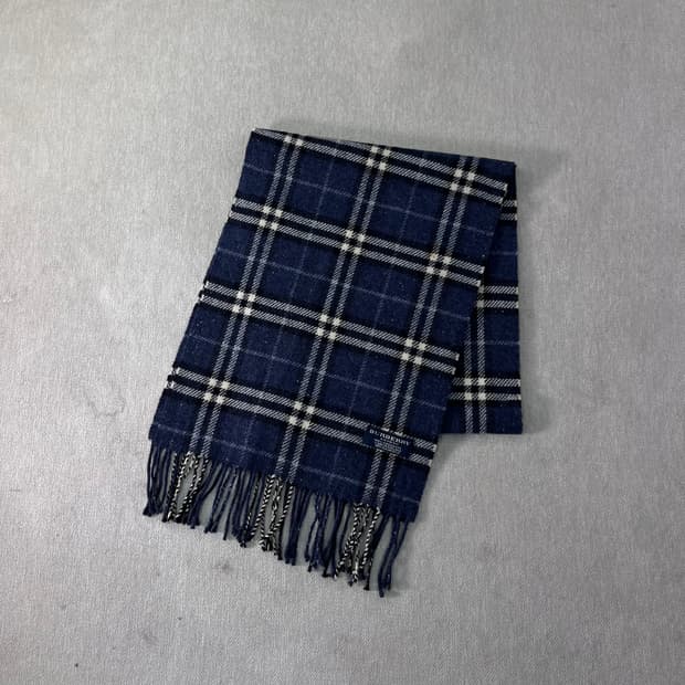 버버리 노바체크 캐시미어 딥블루 머플러 