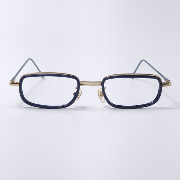 18K 도금 90년도 빈티지 사각 긱시크 블루 안경