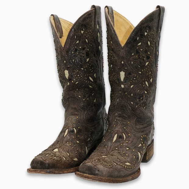 빈티지 코랄 웨스턴 스터드 레더 부츠 9M(260)사이즈 BT26005