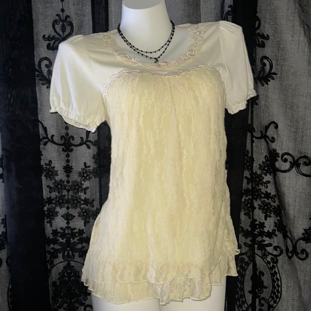 yellow lace Short-sleeve