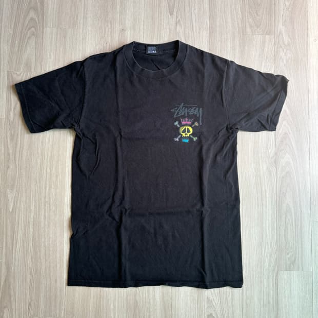 스투시 빈티지 반팔 티셔츠 블랙 스컬 프린팅 (Stüssy) 