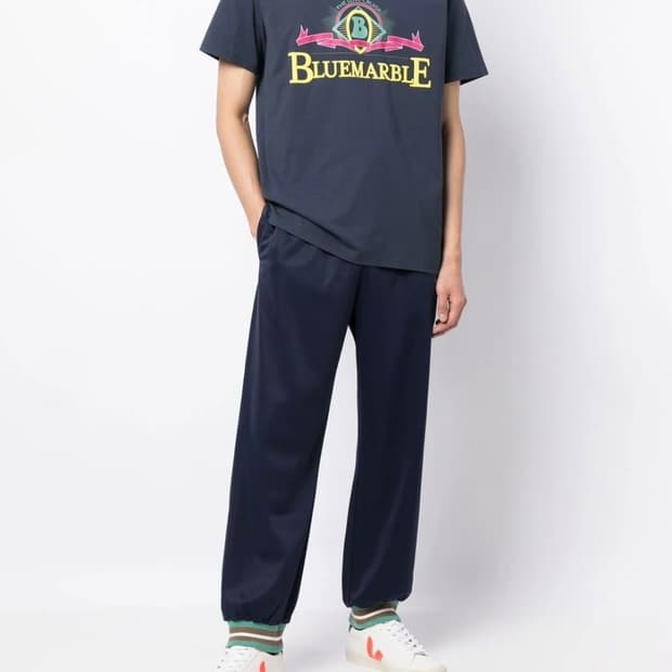 S 블루마블 네이비 반팔 티셔츠