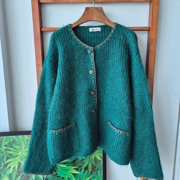 (JPN VTG) 일본빈티지 그린 색상 니트 가디건