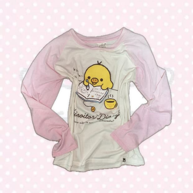 [san-x] 정품 리락쿠마 키이로이토리 빈티지 긴팔 탑 상의