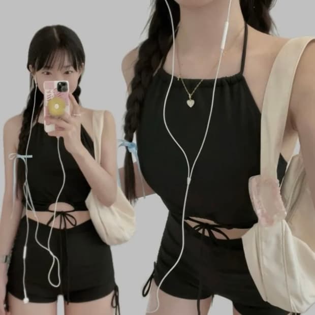 래티 스트링 수영복 비치웨어