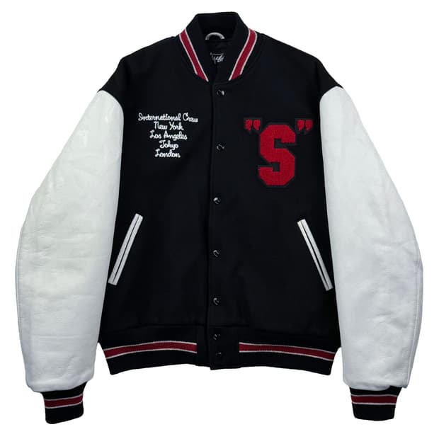 스투시 2003 한정 바시티 자켓 블랙