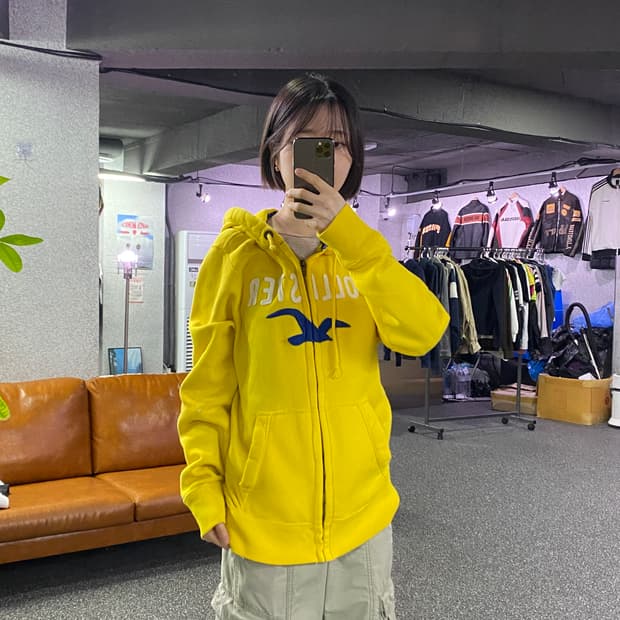 홀리스터 빅로고 버드 옐로우 후드집업 B4652