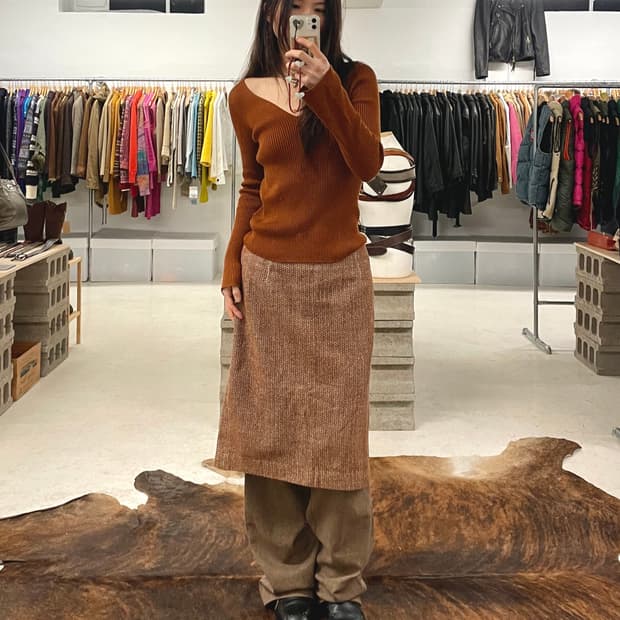 ZUCCA herringbone check skirt 주카 헤링본 스커트