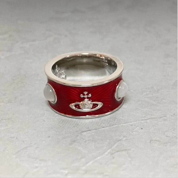 비비안웨스트우드 아카이브 레드 원석 orb링 반지