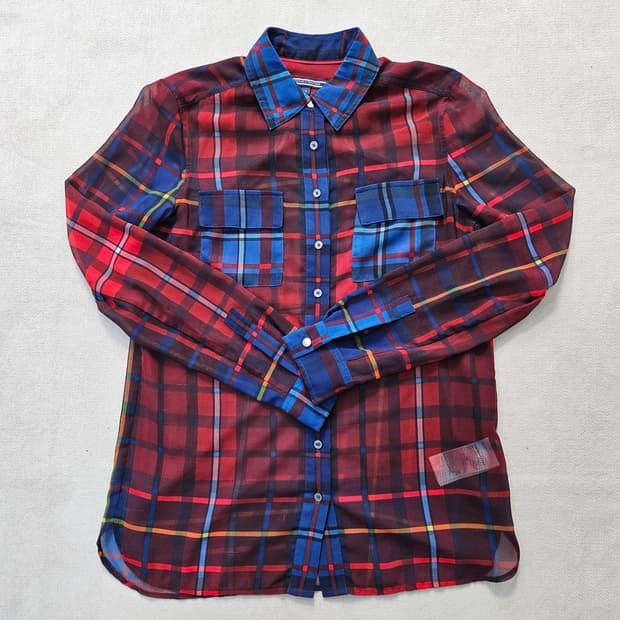 4 타미힐피거 여성 체크패턴 긴팔 셔츠 0313Y