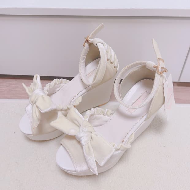 리즈리사 핀터 레이스 리본 통굽 구두 히메갸루 라떼갸루