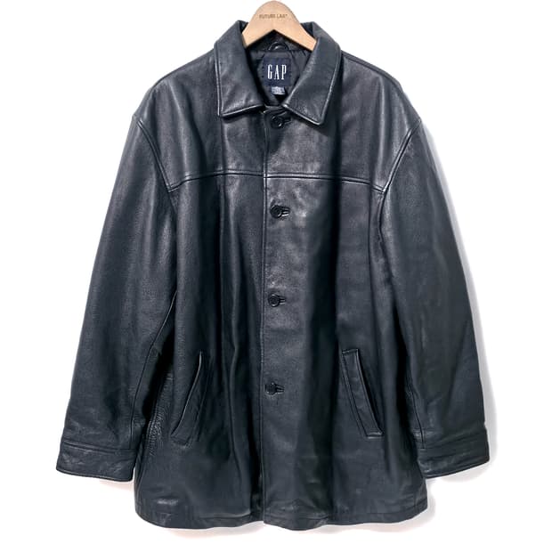 [XL] 90s 갭 레더 카 코트 블랙