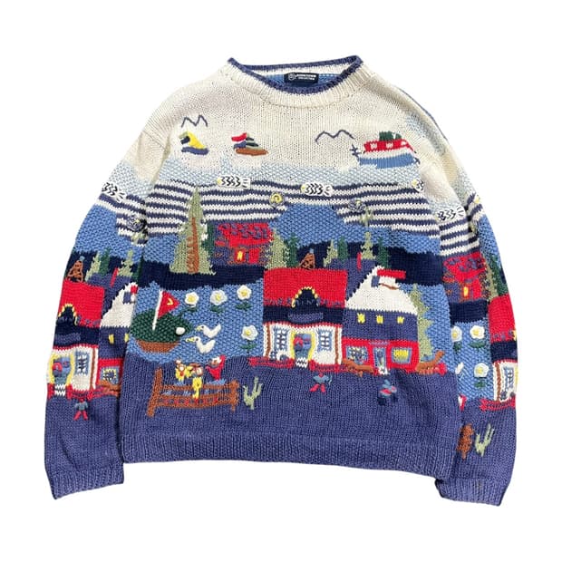 [COOKTOWN] 쿡타운 키치 빌리지 자수 니트