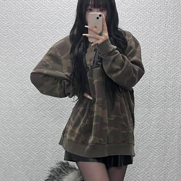 갭 빈티지 Y2K 00's 밀리터리 카모플라주 후드티 XXL C10016