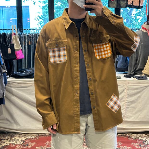 XXL) Wrangler 랭글러 패치워크 투포켓 워크웨어 코튼 셔츠