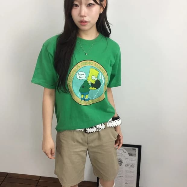 00's Simpsons Bart Bowling Tee Green