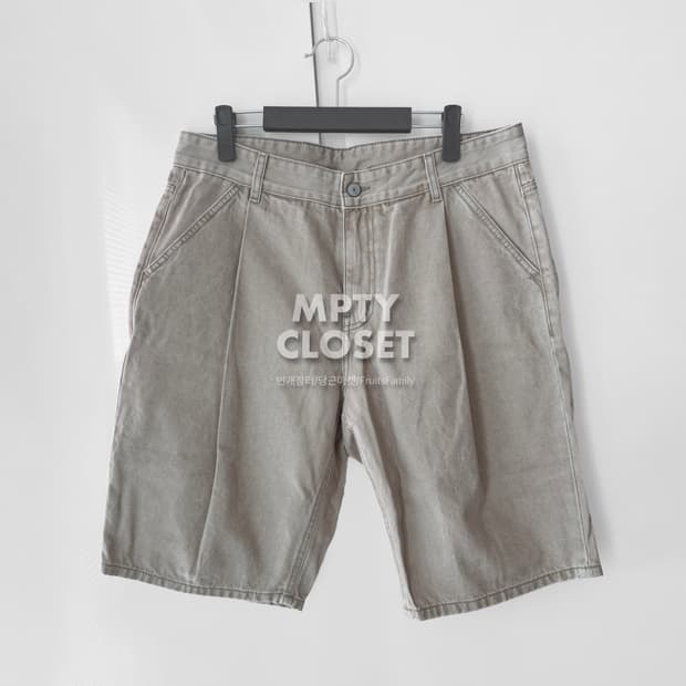 [L] 유니폼브릿지 원턱 데님 쇼츠 베이지