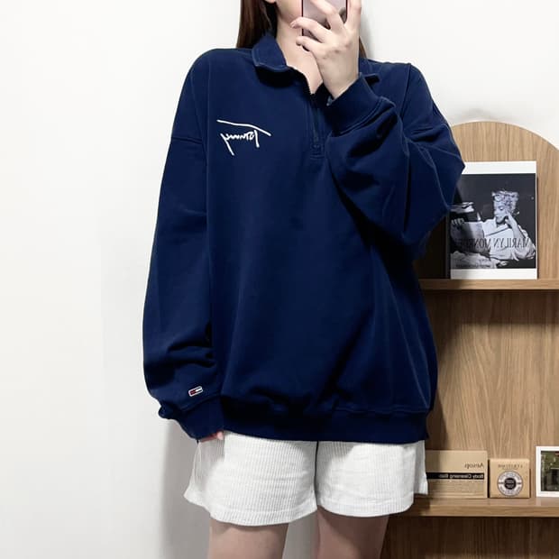 [정품] 타미 네이비 카라 반집업 [ M ]