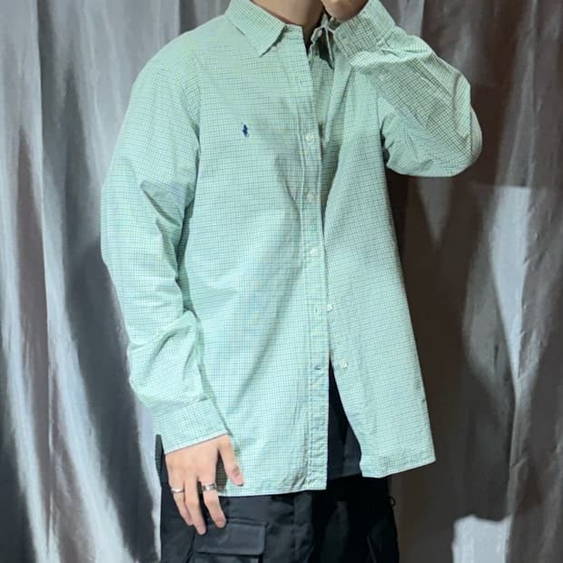 L 폴로랄프로렌 블루포니 그린 체크셔츠