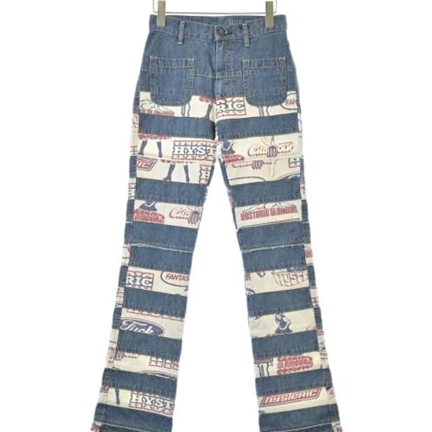 히스테릭글래머 판타스틱 패턴 스크래치 플레어 데님 팬츠